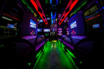 Televisions on party bus